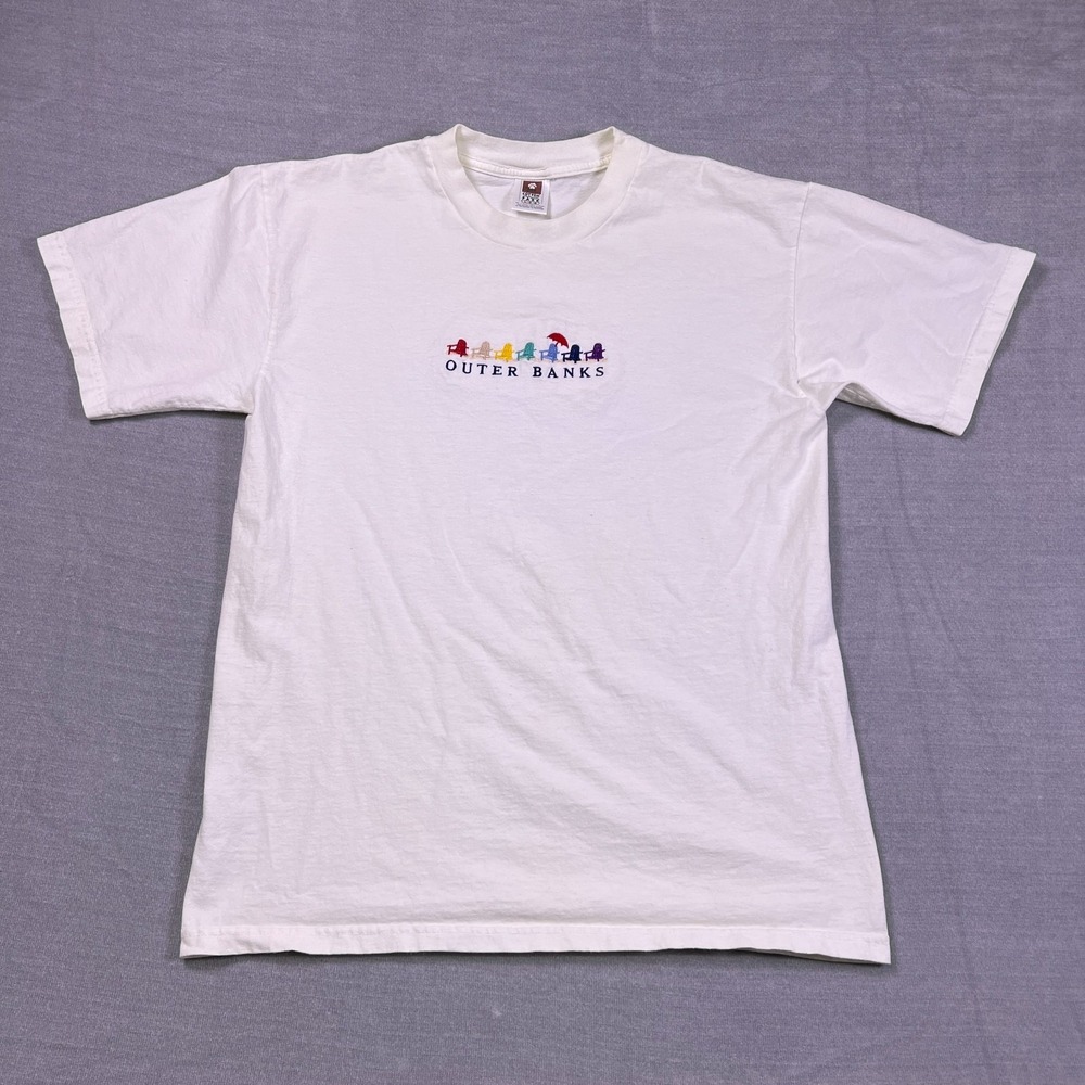 Cotton Park Mens White Outer Banks Soft Short Sleeve‎ Graphic T-Shirt Size L